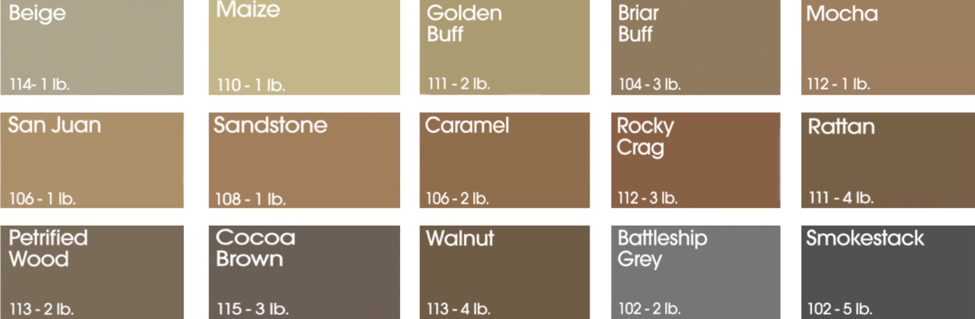 Concrete Contours most popular base colors swatch chart