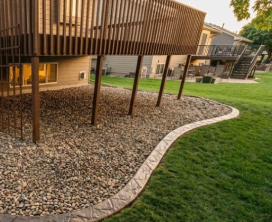 One of our projects last week was this concrete curbing job in Sioux Falls. It featured a light brown base and two brown antiques, using our Boulder Stone texture with just knife cuts for control joints. concrete curbing project